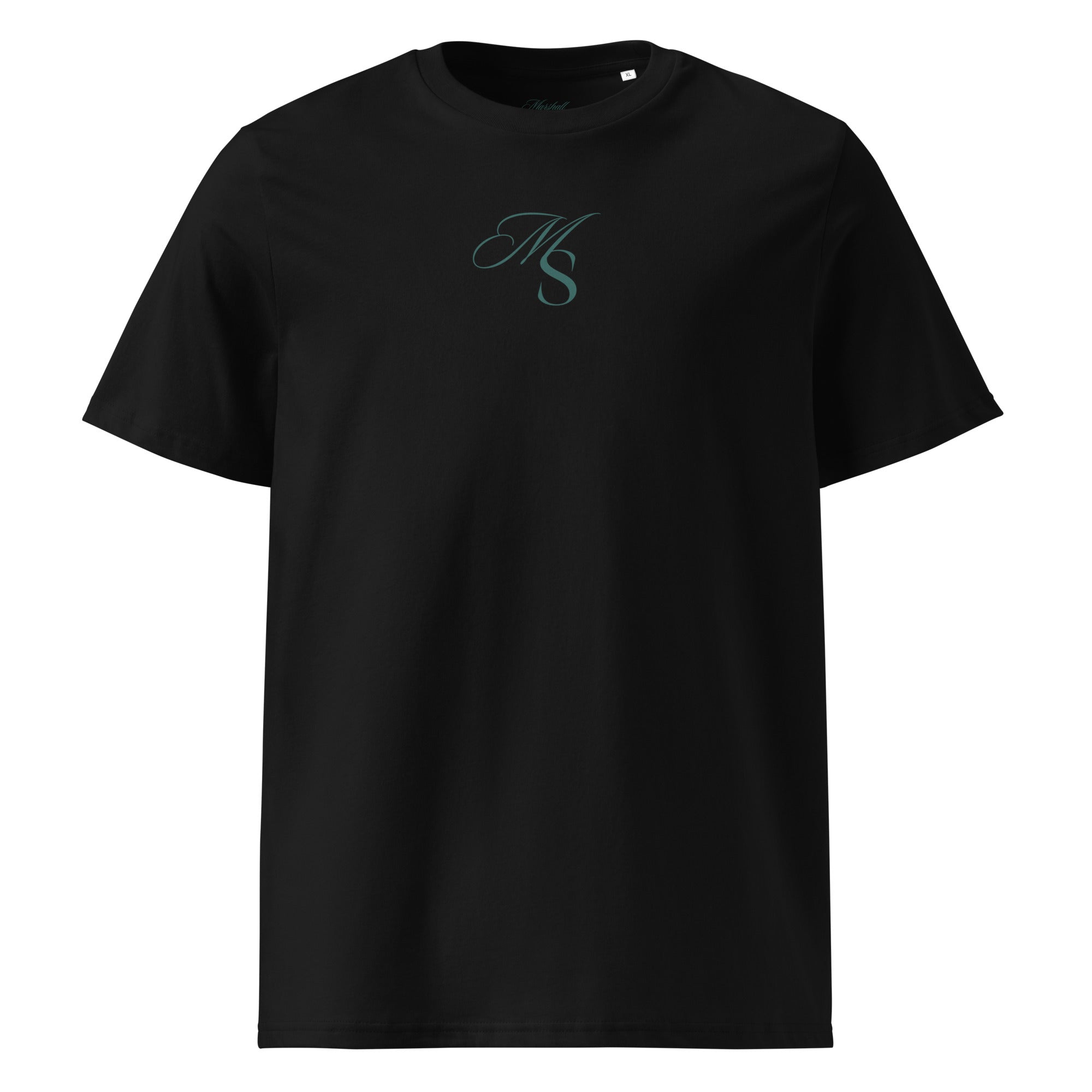 The Society Tee in Black with Marshall Society monogram chest detail
