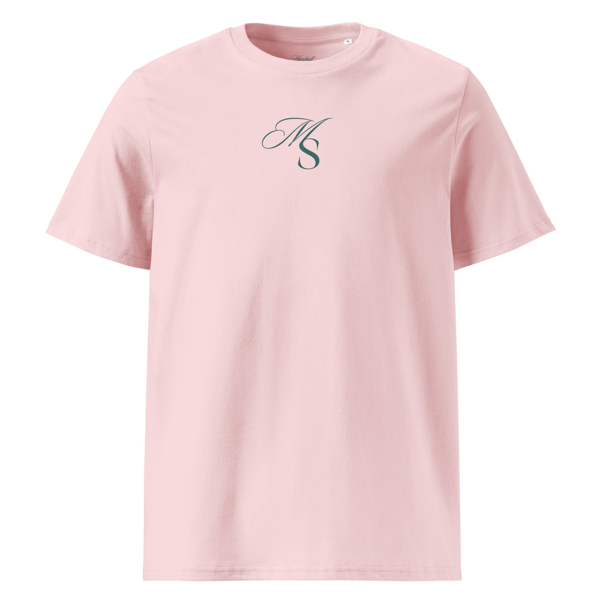 The Society Tee in Rose with Marshall Society monogram chest detail