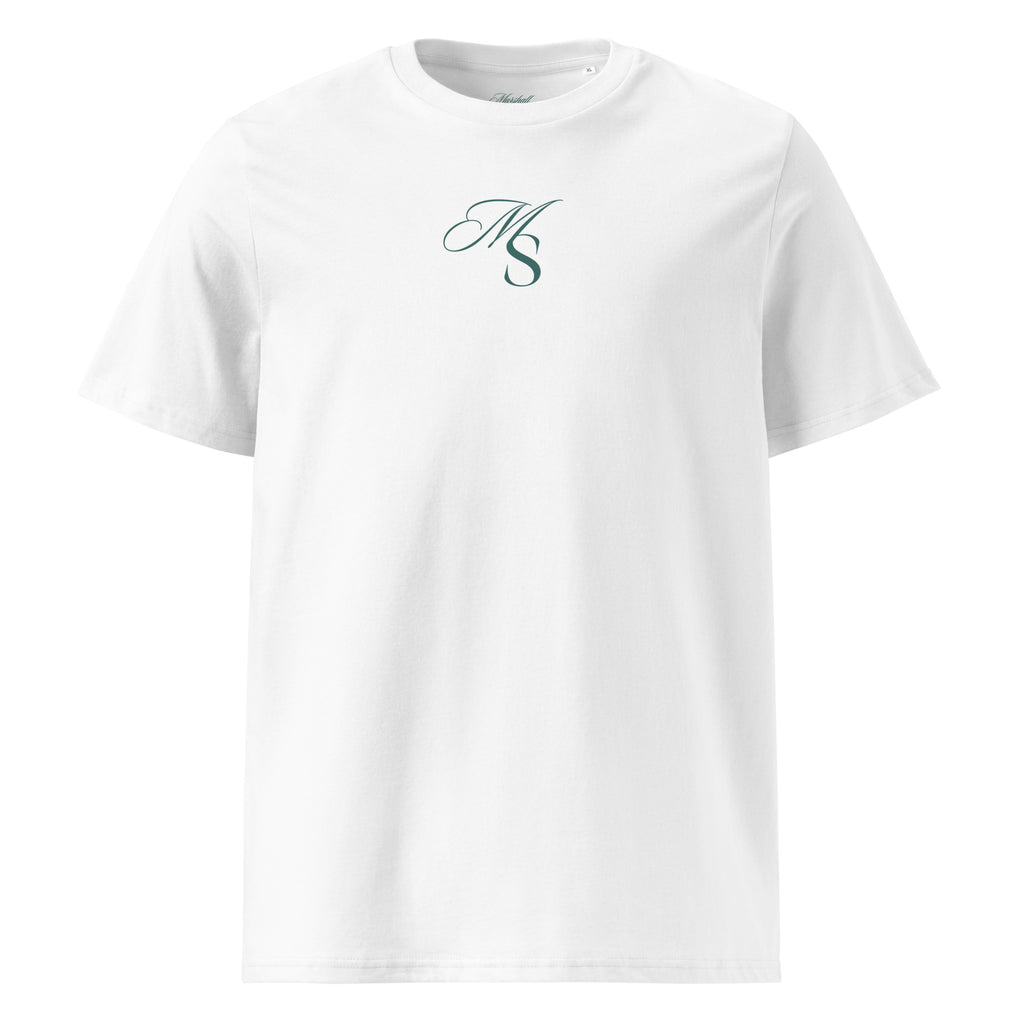 The Society Tee in White with Marshall Society monogram chest detail