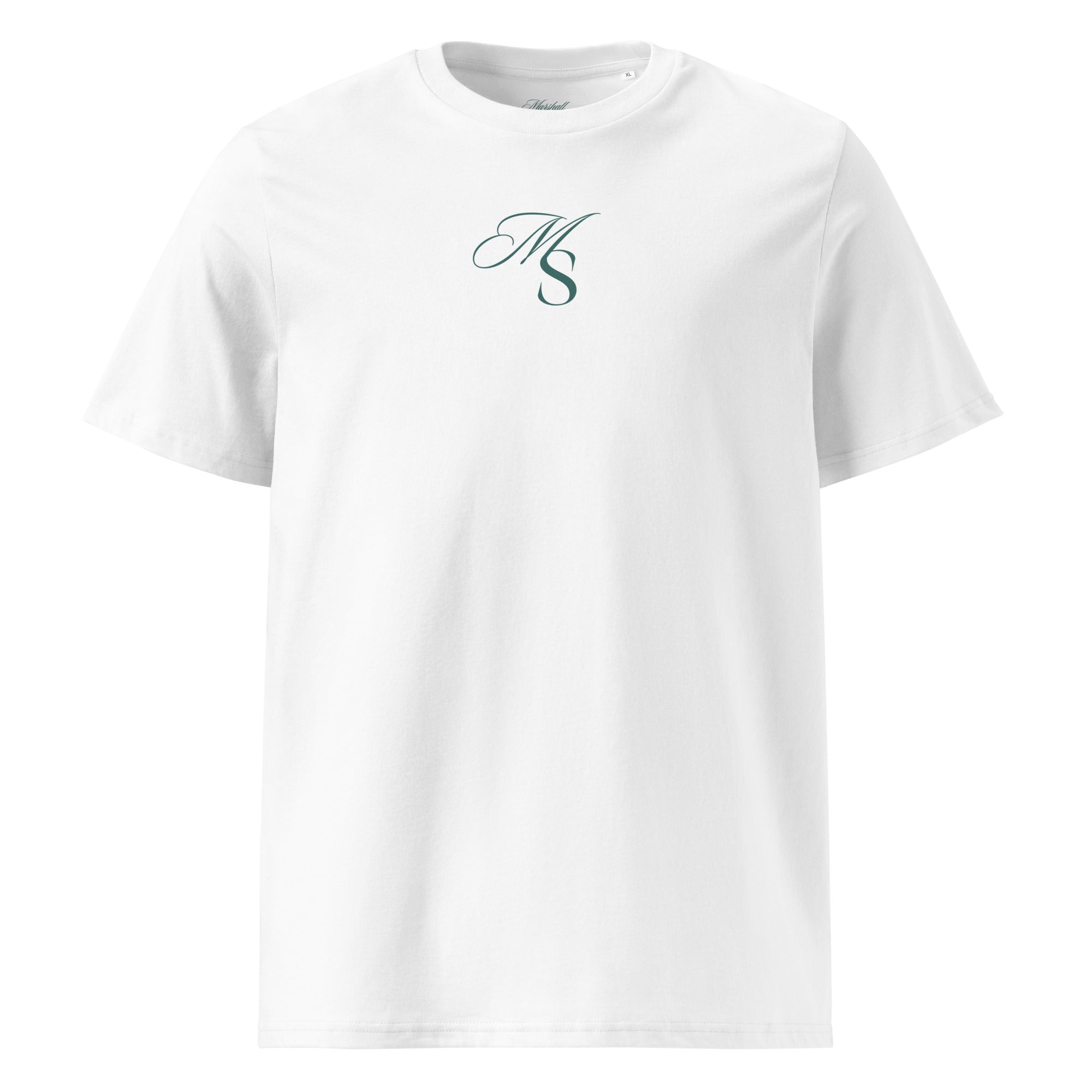 The Society Tee in White with Marshall Society monogram chest detail